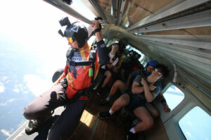 tandem skydiving experience in the airplane